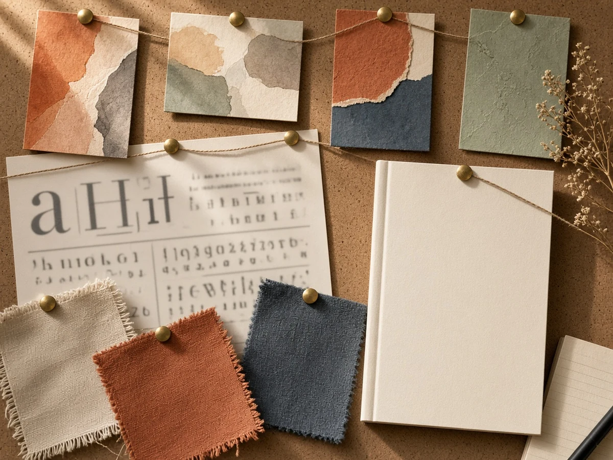 Creative cover design moodboard for self-published authors