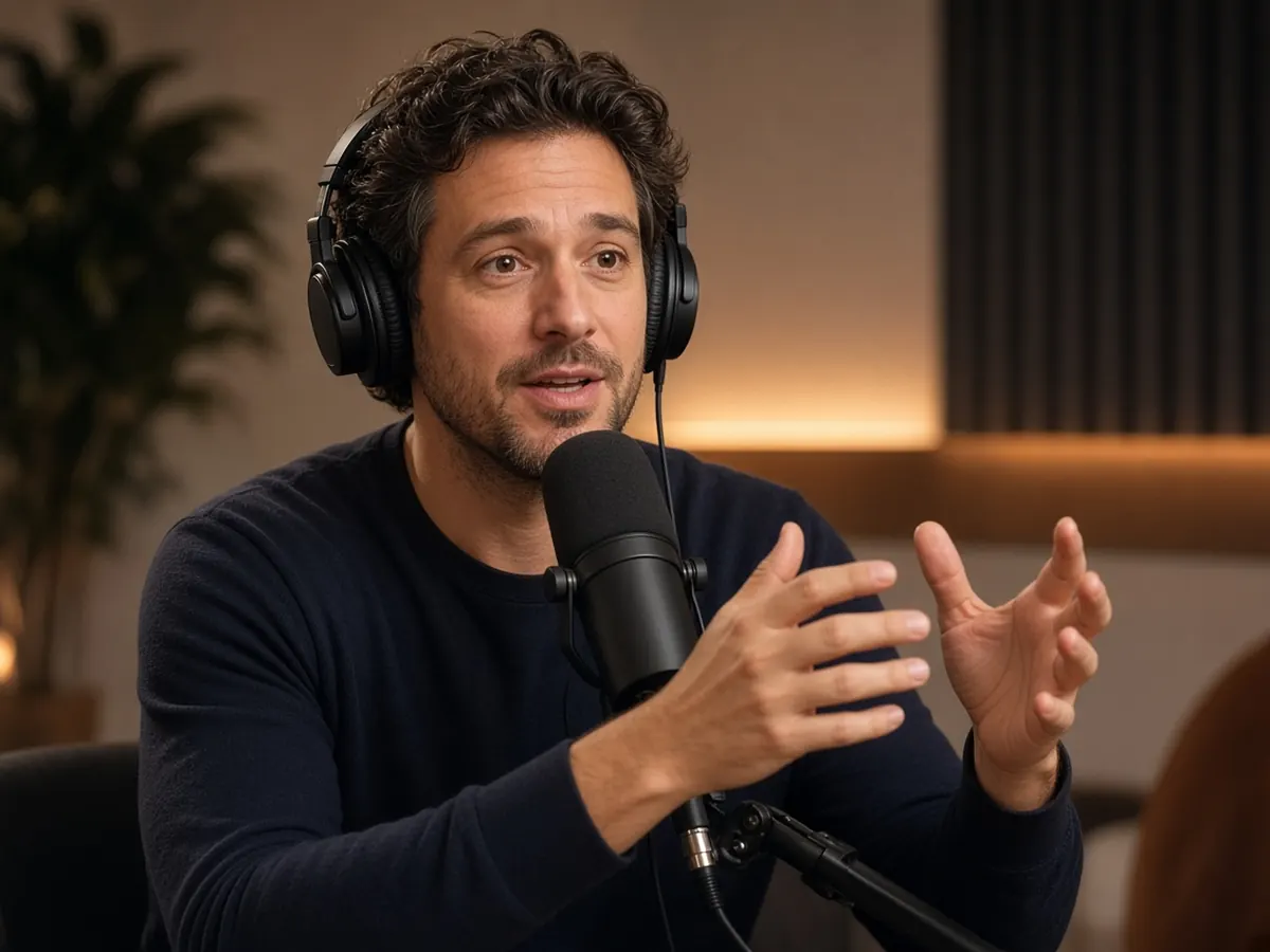 Author discussing book ideas on a podcast
