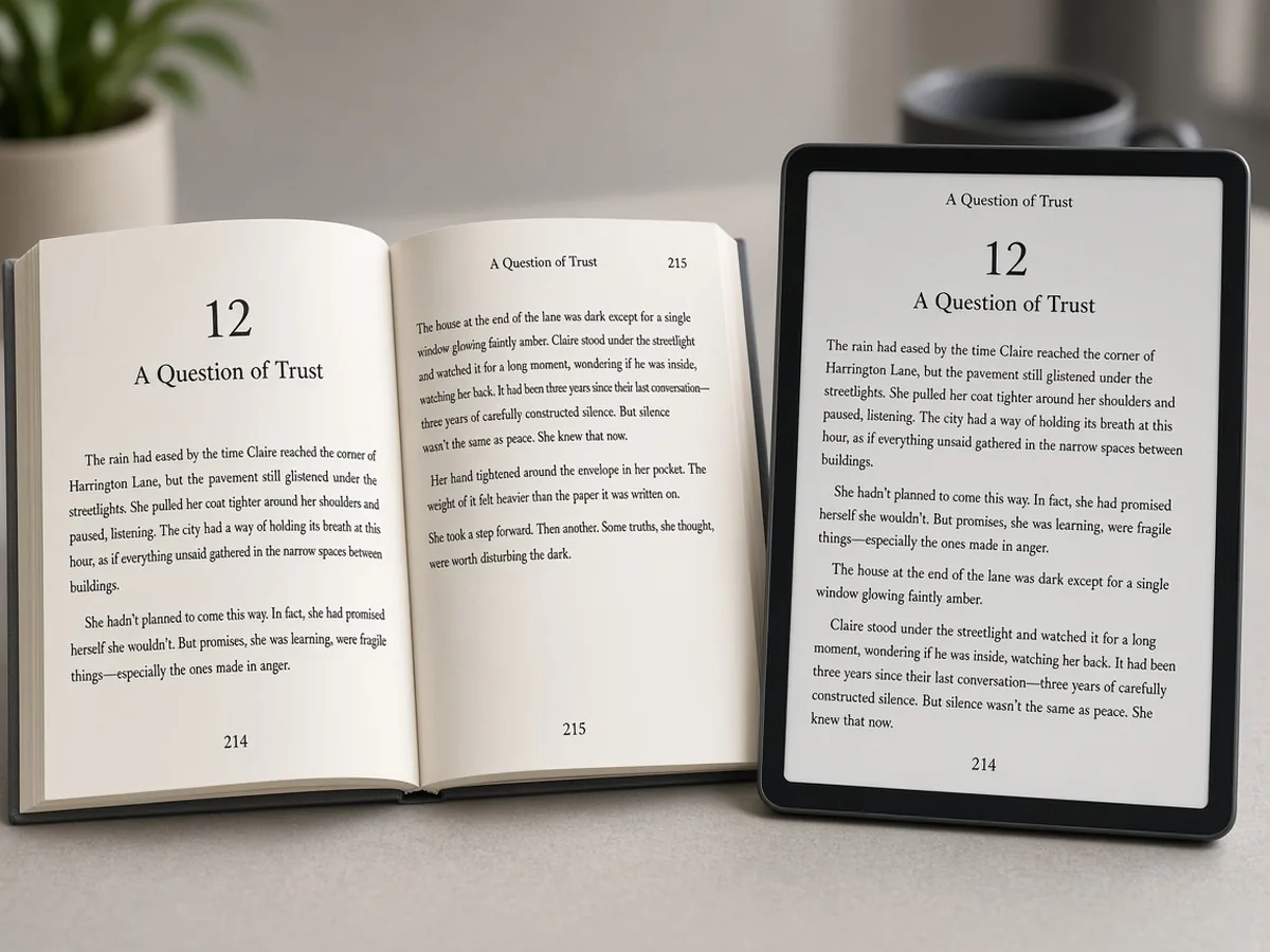 Ebook and paperback book formatting side by side